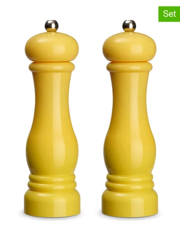Echtwerk 2-delige set: zout- & pepermolen geel - (H)21 x Ø 6 cm