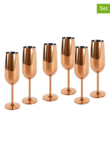 Echtwerk 6-delige set: champagneglazen koperkleurig - 250 ml