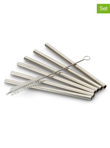 Echtwerk 6-delige set: rietjes zilverkleurig - (H)12 cm