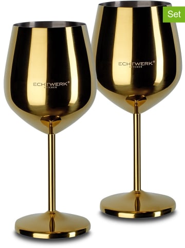 Echtwerk Kieliszki (2 szt.) w kolorze złotym do wina - 500 ml