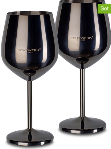 Echtwerk 2-delige set: wijnglazen zwart - 500 ml