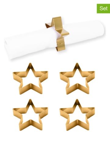 Echtwerk 4er-Set: Serviettenringe "Stern" in Gold - Ø 7 cm
