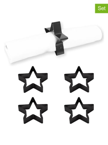 Echtwerk 4-delige set: servetringen "Ster" zwart - Ø 7 cm
