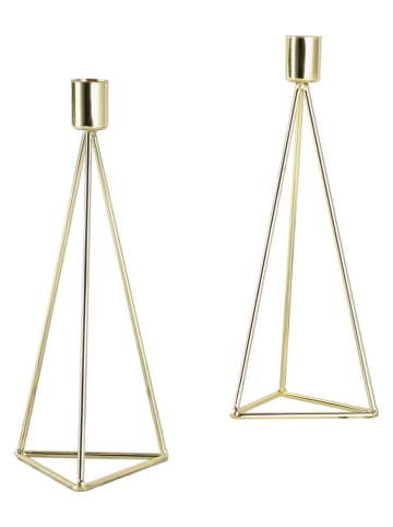 Echtwerk 2er-Set: Kerzenhalter "Diamant" in Gold - (L)24,5 cm