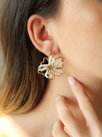 Charlize Vergold. Ohrstecker mit Edelsteinen