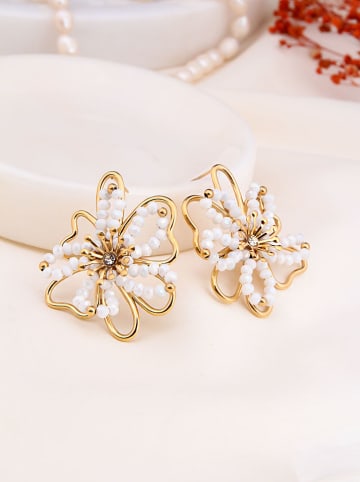 Charlize Vergold. Ohrstecker mit Edelsteinen