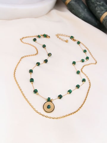 Charlize Vergold. Halskette mit Edelsteinen - (L)50 cm