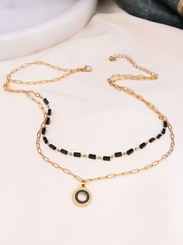 Charlize Vergold. Halskette mit Edelsteinen - (L)50 cm