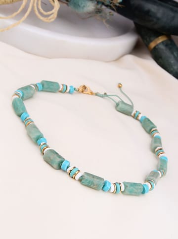 Charlize Vergold. Halskette mit Edelsteinen - (L)45 cm