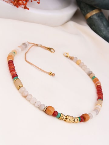 Charlize Vergold. Halskette mit Edelsteinen - (L)45 cm