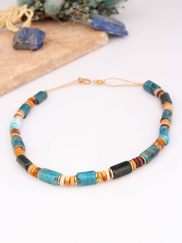 Charlize Vergold. Halskette mit Edelsteinen - (L)45 cm