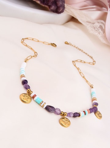 Charlize Vergulde ketting met edelstenen - (L)45 cm