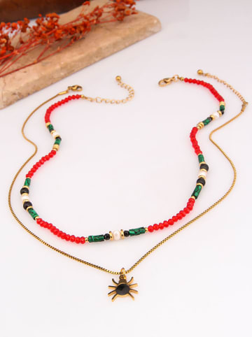 Charlize Vergulde ketting met edelstenen en parels - (L)50 cm