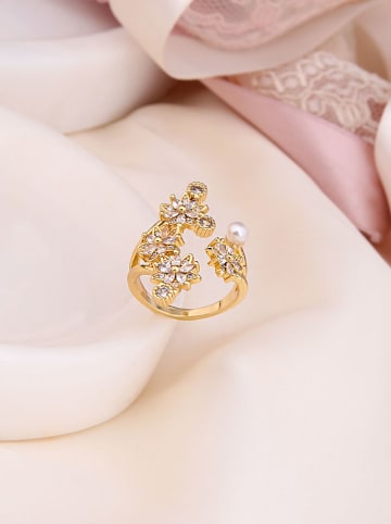 Charlize Vergulde ring met edelstenen en parels