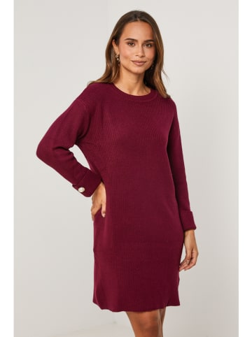 Soft Cashmere Sukienka dzianinowa w kolorze bordowym