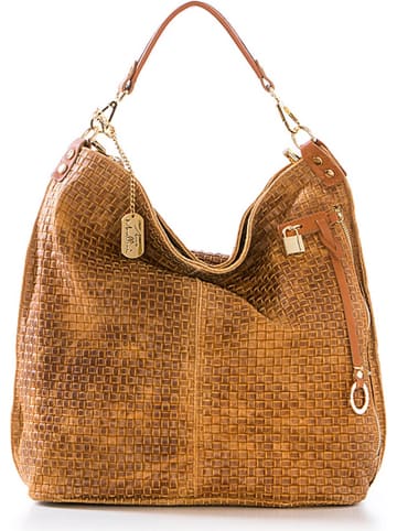 Anna Morellini Leren shopper "Caroline" camel - (B)42 x (H)38 x (D)17 cm