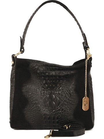 Anna Morellini Leren schoudertas "Linda" zwart - (B)29 x (H)24 x (D)8 cm