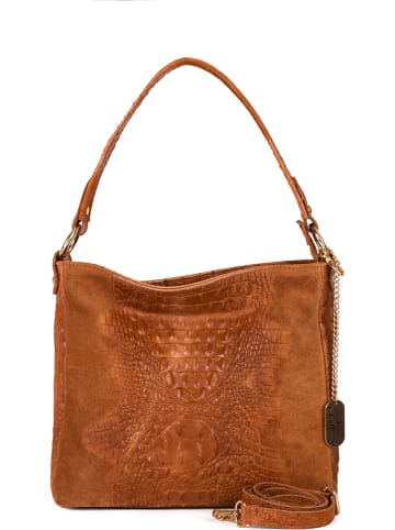 Anna Morellini Leder-Schultertasche "Linda" in Braun - (B)29 x (H)24 x (T)8 cm