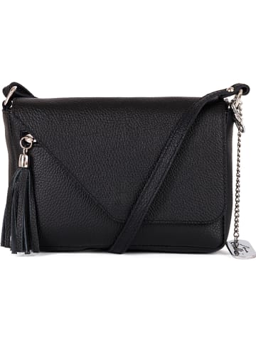 Anna Morellini Leren schoudertas "Lola" zwart - (B)24 x (H)18 x (D)6 cm