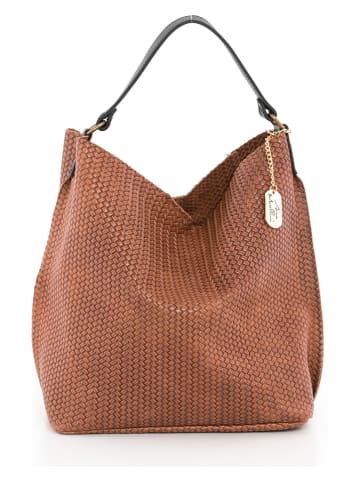 Anna Morellini Skórzana torebka "Sebastiana" w kolorze brązowym - 38 x 36 x 14 cm