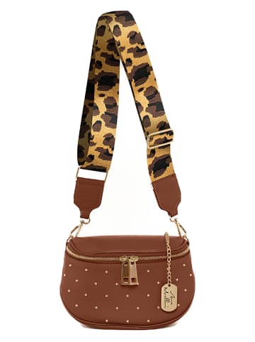 Anna Morellini Skórzana torebka "Domenica" w kolorze brązowym - 19 x 15 x 8 cm