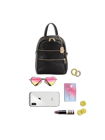 Anna Morellini Leren rugzak "Zeolla" zwart - (B)22 x (H)29 x (D)11 cm