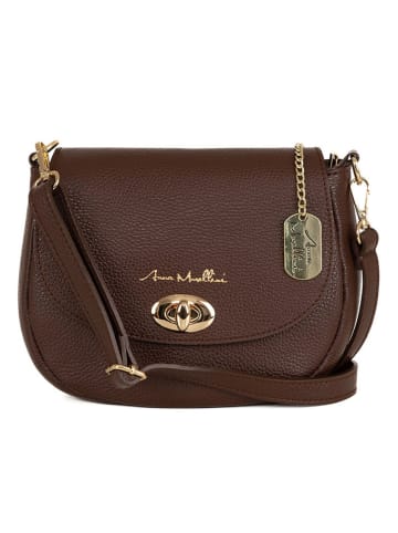 Anna Morellini Skórzana torebka "Iseppa" w kolorze ciemnobrązowym - 24 x 21 x 9 cm