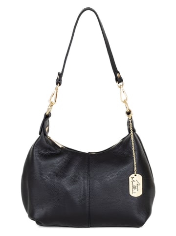 Anna Morellini Leder-Schultertasche "Savina" in Schwarz - (B)24 x (H)17 x (T)10 cm