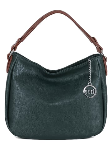Mia Tomazzi Skórzana torebka "Molise" w kolorze ciemnozielonym - 30 x 20 x 8 cm