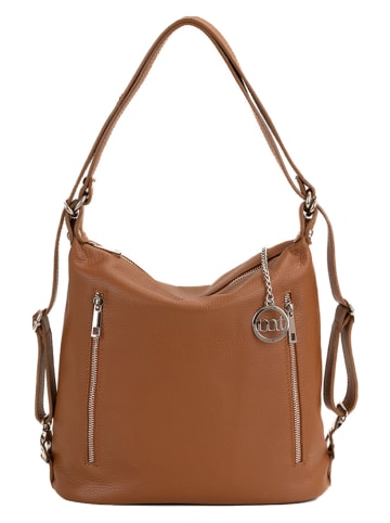 Mia Tomazzi Leder-Rucksack "Giulianova" in Hellbraun - (B)28 x (H)29 x (T)12 cm