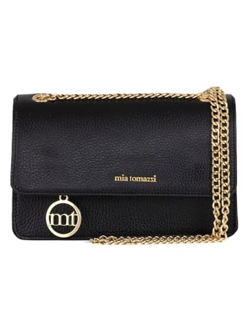 Mia Tomazzi Leren schoudertas "Bagarotti" zwart - (B)19 x (H)15 x (D)9 cm