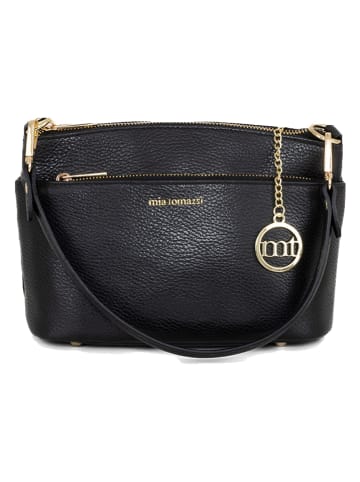 Mia Tomazzi Skórzana torebka "Bardolino" w kolorze czarnym - 25 x 17 x 13 cm