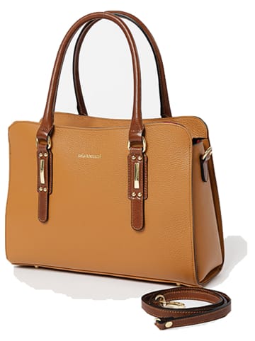 Mia Tomazzi Skórzana torebka w kolorze jasnobrązowym - 34 x 25 x 12 cm