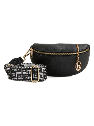 Lia Biassoni Leder-Umhängetasche "Irpino" in Schwarz - (B)23 x (H)12 x (T)2 cm