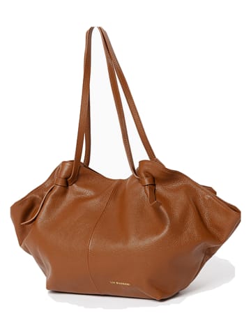 Lia Biassoni Leren shopper lichtbruin - (B)60 x (H)33 x (D)15 cm