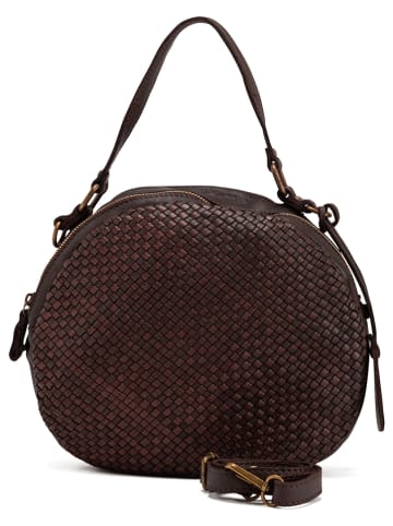 Melina C Leren handtas "Belfiore" donkerbruin - (B)25 x (H)23 x (D)6 cm