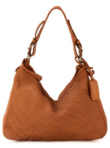 Melina C Leren schoudertas "Calenzano" cognackleurig - (B)34 x (H)33 x (D)8 cm