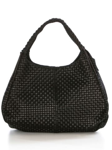 Lucca Baldi Leder-Schultertasche "Pitigliano" in Schwarz - (B)41 x (H)34 x (T)30 cm
