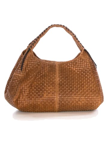 Lucca Baldi Leren schoudertas "Pitigliano" cognackleurig - (B)41 x (H)34 x (D)30 cm