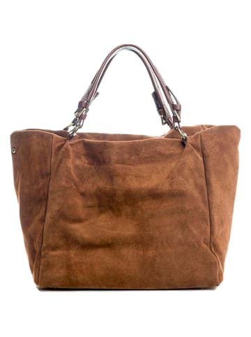 Lucca Baldi Leren schoudertas "Gimignano" camel - (B)50 x (H)45 x (D)20 cm