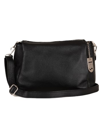 Lucca Baldi Leren schoudertas "Melfi" zwart - (B)26 x (H)19 x (D)9 cm