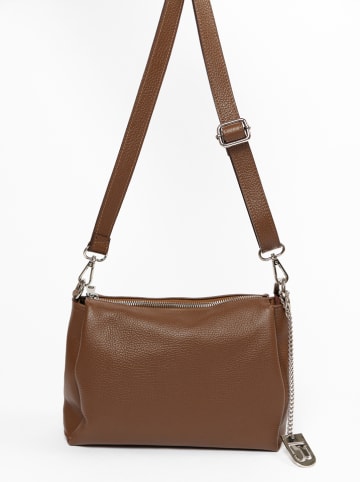 Lucca Baldi Leren schoudertas "Melfi" bruin - (B)26 x (H)19 x (D)9 cm