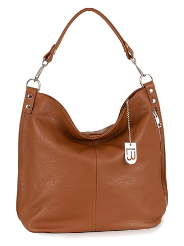 Lucca Baldi Leren schoudertas "Bolzano" cognackleurig - (B)45 x (H)40 x (D)15 cm
