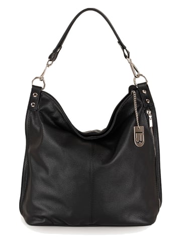 Lucca Baldi Leren schoudertas "Bolzano" zwart - (B)45 x (H)40 x (D)15 cm