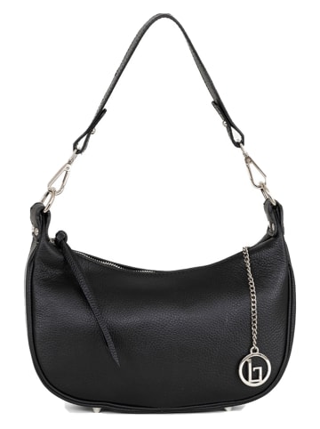 Lia Biassoni Leder-Schultertasche "Caldonazzo" in Schwarz - (B)30 x (H)17 x (T)7 cm