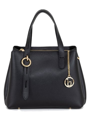 Lia Biassoni Leder-Henkeltasche "Verney" in Schwarz - (B)28 x (H)21 x (T)12 cm