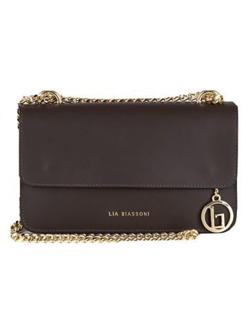 Lia Biassoni Leder-Umhängetasche in Dunkelbraun - (B)24 x (H)15 x (T)4 cm