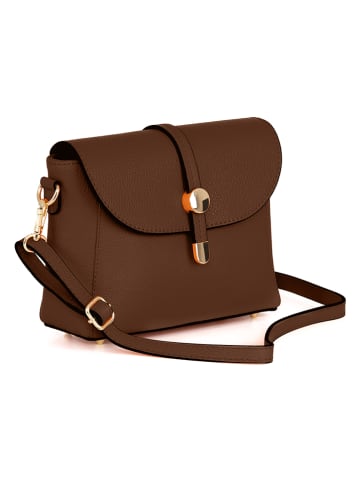 Pia Sassi Leder-Umhängetasche "La Marmora" in Braun - (B)25 x (H)19 x (T)8 cm