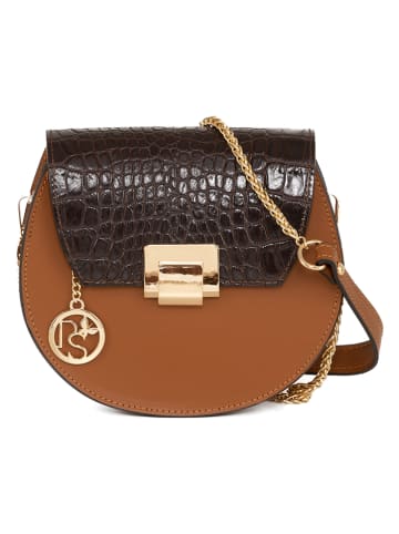 Pia Sassi Leren schoudertas "Cima Carnera" lichtbruin/bruin - (B)24 x (H)18 x (D)7 cm