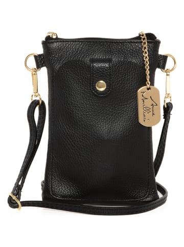 Anna Morellini Leren schoudertas "Erica" zwart - (B)14 x (H)21 x (D)1 cm